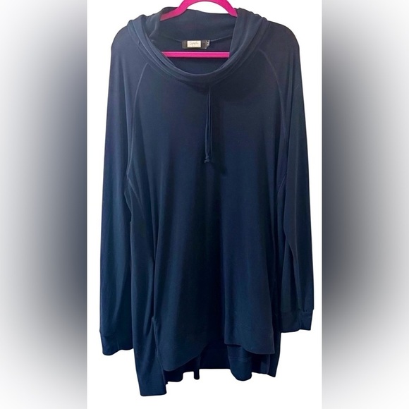 Sympli Tops - Sympli Navy Cowl Neck Hoodie